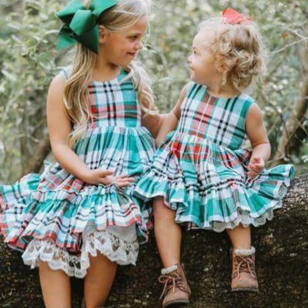 Southern Smocked Laurel Plaid & Lace Dress